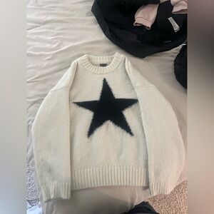 Cream and Black Star Sweater